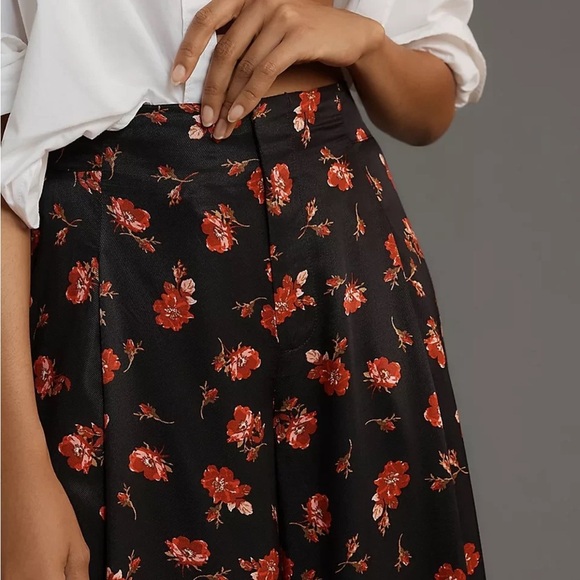 ANTHROPOLOGIE Maeve Floral Printed Wide Leg High Rise A-Line Culottes Size L NEW - Picture 8 of 9